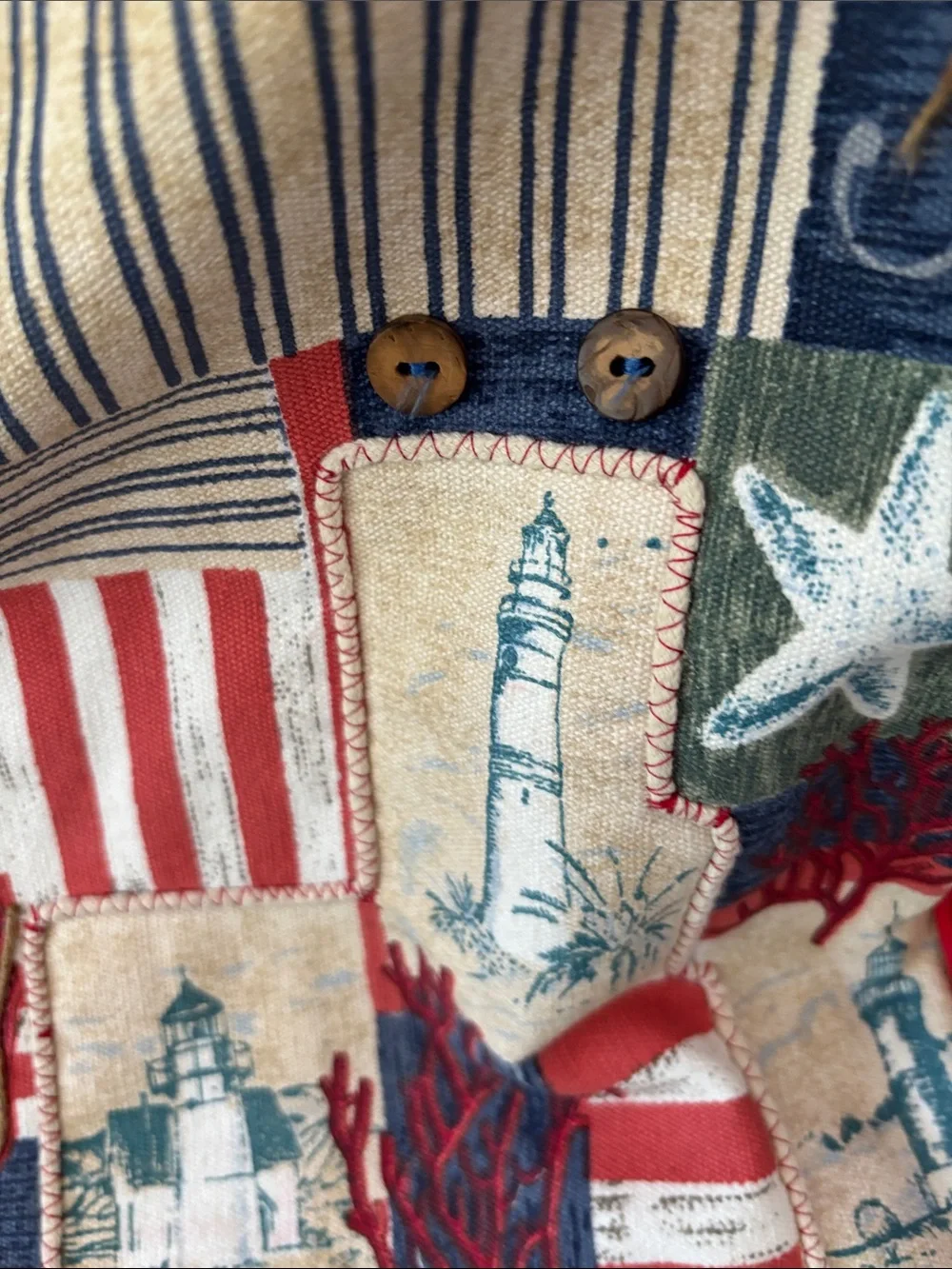 Paul Brent Seaside Patchwork Canvas Tote in Navy, Red, Cream